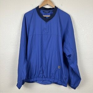 FootJoy Blue V-neck Long Sleeve Pullover Windbreaker Jacket Size Large Men